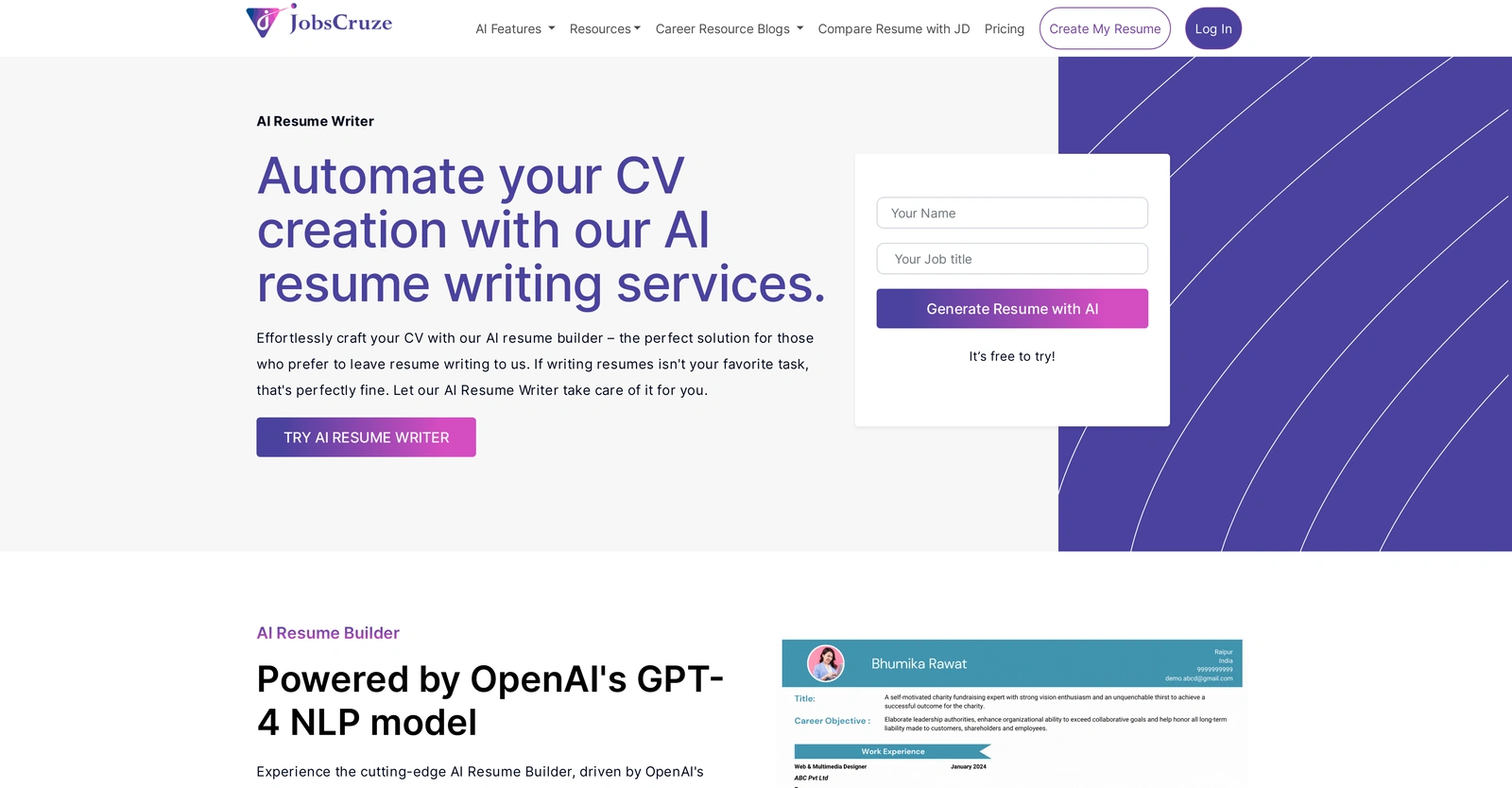 Jobscruze-AI-Resume-Writer